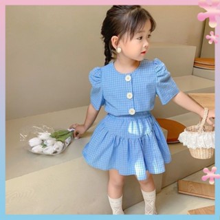 Girls suit 2022 New girls plaid skirt two-piece suit Western style super girl princess dress girls dress