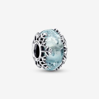 (พร้อมส่ง)*New*Pandora Winter Blue Snowflake Murano Charm