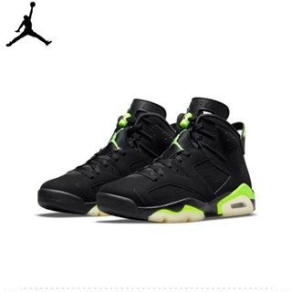 Nike Air Jordan 6 AJ6 รองเท้าบาสเก็ตบอล กันกระแทก สีเขียวเรืองแสง สีดํา สําหรับผู้ชาย 40-47 WPNO 5HRL