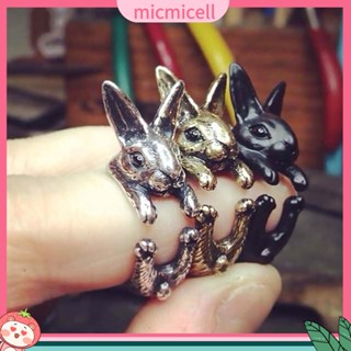 (micmicell) แหวนเปิด รูปกระต่าย สไตล์วินเทจ เครื่องประดับคู่รัก ของขวัญวันเกิด