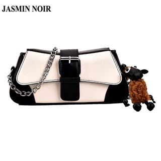 Jasmin NOIR กระเป๋าสะพายไหล่ กระเป๋าถือ หนัง PU แต่งสายโซ่คล้อง สําหรับสตรี