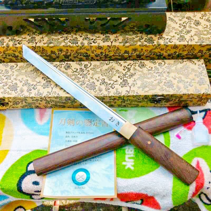 ดาบซามูไร ทันโตะ ไม้พะยูง เหล็กT10 ฮาม่อนแท้ ปลายตัดแท้ มาพร้อมใบรับประกันใบดาบกล่องบุพผาและน้ำยารัก