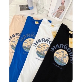 HARBOUR🚢เสื้อยืด Oversize ผ้าคอตตอน สกรีนลาย อก 44-46" ยาว 29 " เสื้อยืดโอเวอร์ไซส์ สไตล์เกาหลี