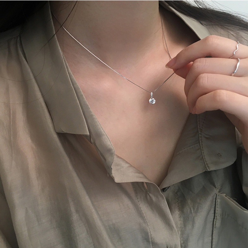 Roselife สร้อยคอเงิน 925 จี้คริสตัล เรียบง่าย หรูหรา เครื่องประดับ สําหรับผู้หญิง งานหมั้น ปาร์ตี้ ของขวัญ