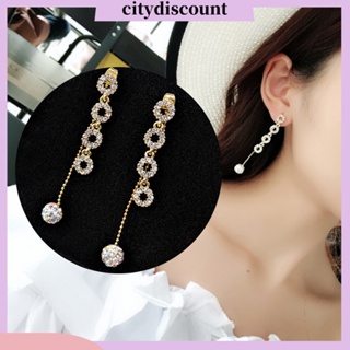 &lt;citydiscount&gt;  CD_Fashion Rhinestone Ball Tassel Ear Stud Long Drop Earrings Women Jewelry Gift