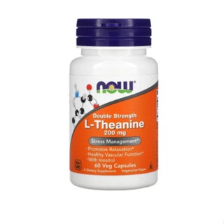 NOW Foods, L-Theanine, Double Strength, 200 mg, 60 Veg Capsules/120 Veg Capsules