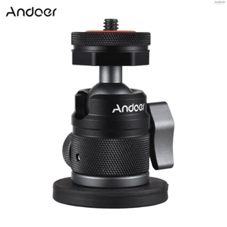 Andoer อะแดปเตอร์หัวบอล สกรู 1/4 นิ้ว และที่เสียบแฟลช 360°โลหะผสมอลูมิเนียม หมุนได้ พร้อมฐานแม่เหล็ก ขนาดเล็ก รับน้ําหนักได้ 200 กรัม สําหรับกล้องกีฬา