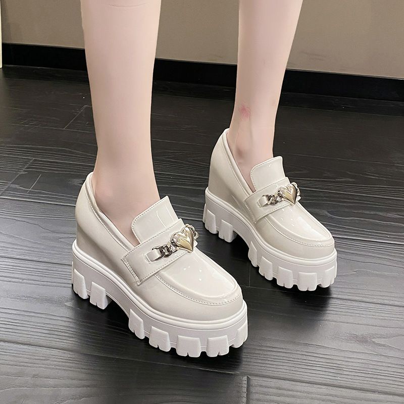พร้อมส่งจากไทย 💞 ดำ 34=1 รองเท้า oxford ส้นสูง 5 cm + เสริมส้น 3 cm (x-349) อะไหล่รูปหัวใจ