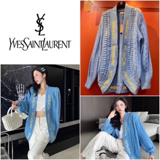 เสื้อคลุมคาร์ดิแกน SAINT LAURENT EMBROIDERED LOGO CARDIGAN