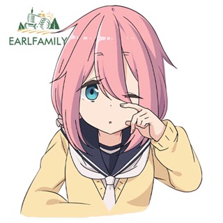 Earlfamily สติกเกอร์ ลายการ์ตูนอนิเมะ Yuru Camp 13 ซม. x 11.1 ซม. สําหรับตกแต่งหมวกกันน็อค รถจักรยานยนต์ DIY