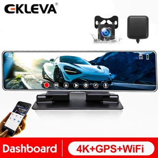 Ekleva กล้องบันทึกวิดีโอ DVR 4K 2160P GPS WiFi หน้าจอสัมผัส 12 นิ้ว ควบคุมด้วยเสียง สําหรับติดรถยนต์