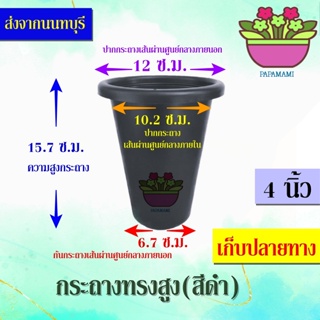 (60-100ใบ) papamami กระถาง 4 นิ้ว ทรงสูง กระถางแคคตัส กระถางปลูกตอ กระถางกระบองเพชร กระถางพลาสติก กระถางดำ กระถางปลูกต้น