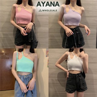 ใหม่พร้อมส่ง เสื้อครอปสายเดี่ยวปาดไหล่  เสื้อสายเดี่ยว เสื้อครอป สายเดี่ยวข้าง 2 สวยมาก งานเกาหลี