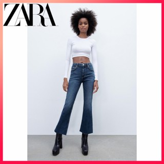 Zara Fall New TRF กางเกงยีนขาบาน ยาวถึงข้อเท้า สําหรับผู้หญิง