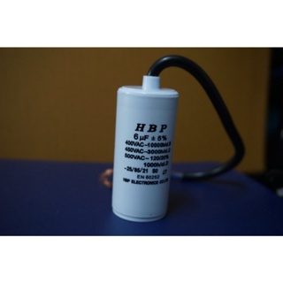 0000968 คาปาซิเตอร์/คาปาซิสเตอร์ 6uF 450V. (ชนิดสาย) CAPACITOR 6 uF 450V.