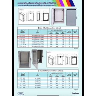 Abco ตู้กันน้ำ กันน้ำแบบฝาทึบ ขนาด 6X8 นิ้ว ผลิตจากพลาสติก ABS เกรด A มีคุณสมบัติดีเยี่ยม ไม่มีสิ่งแปลกปลอม รุ่น A-CA608