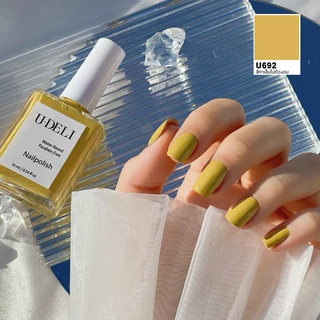 สีทาเล็บกึ่งเจล (ไม่อบ) U-DELI U-692 Vegan Nailpolish ไร้กลิ่นฉุน16ml Yellow Pastel Pigmetแน่น สีสวย