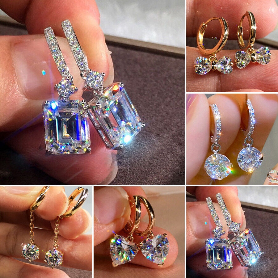 Yx 925 เงินZircon Starต่างหูคริสตัลหูสตั๊ดผู้หญิงDrop Dangleของขวัญเครื่องประดับ