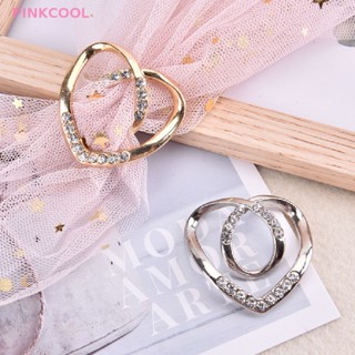 Pinkcool หัวใจ ผ้าพันคอ เข็มกลัด คริสตัล ผ้าไหม ผ้าพันคอ หัวเข็มขัด เข็มกลัด ผ้าคลุมไหล่ แหวนคลิป ขายดี