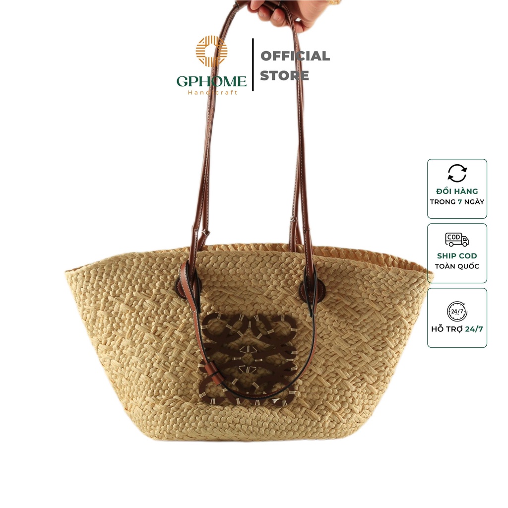 GPHOME STYLISHED Trapezoidal Sedge Bag ขนาดใหญ่ - 2 HANDLES WITH TRENDY PATTERNS คุณภาพสูงแฟชั่นสไตล