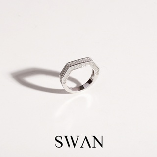 SWAN - Angle Pave Ring แหวนเงินแท้ แหวนฝังรอบ ฝังเพชรคิวบิกเซอร์โคเนีย cubic zirconia