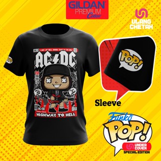 เสื้อยืดผ้าฝ้ายพิมพ์ลายแฟชั่น Gildan เสื้อยืดผ้าฝ้าย พรีเมี่ยม พิมพ์ลาย ACDC Angus Young D01 Funko Pop สําหรับผู้ชาย และ