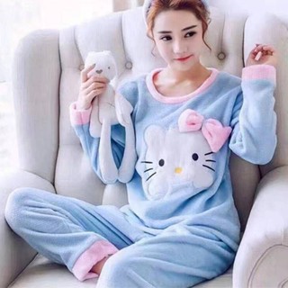 ชุดนอน ชุดนอนขายาว เสื้อแขนยาว ขายราคาส่งให้เลยจร้า เซ็ท2ชิ้น