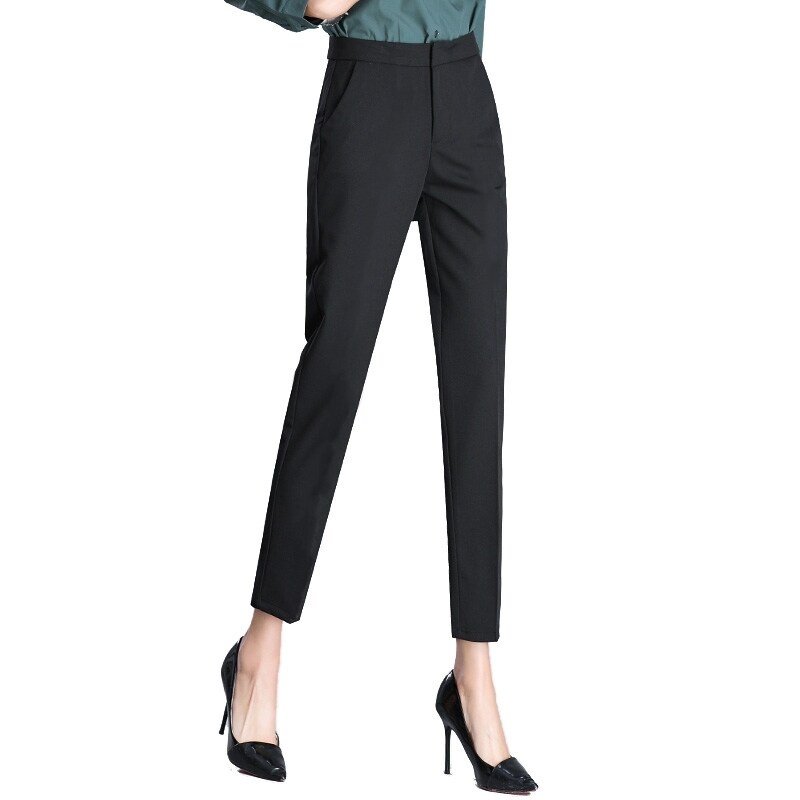 กางเกงผู้หญิงใส่ทำงาน 9 ส่วนผ้าโรเชฟ เอวสูงซิปตะขอหน้า ยาว 36นิ้ว YVML