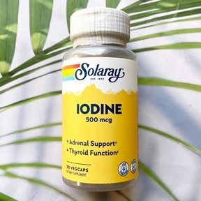 ไอโอดีนจากโพแทสเซียมไอโอไดด์ Iodine from Potassium Iodide 500 mcg 30 VegCaps (Solaray®)