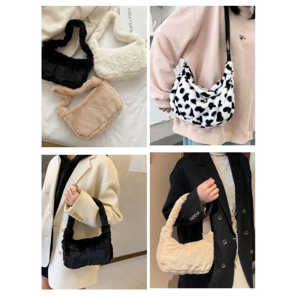 [พร้อมส่งจากไทย] กระเป๋าสะพาย ขนนุ่ม