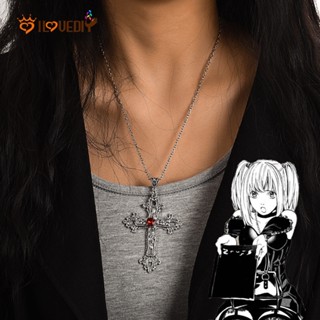 เครื่องประดับ สร้อยคอโชคเกอร์ จี้เพทาย ลายอนิเมะ Death Note Misa Amane Cross Gothic สีแดง สีดํา สไตล์วินเทจ เป็นที่นิยม สําหรับผู้หญิง