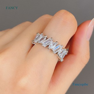 Fancy แหวนเพชร เพทาย ทรงสี่เหลี่ยม ปรับได้ แฟชั่นสไตล์เกาหลี