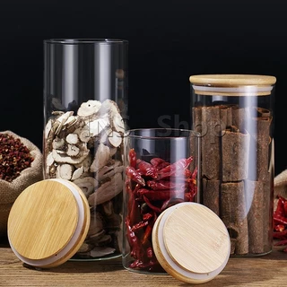 โหลแก้วฝาไม้ ฝากันความชื้นเป็นไม้ไผ่ โหลพาสต้า Borosilicate glass storage tank