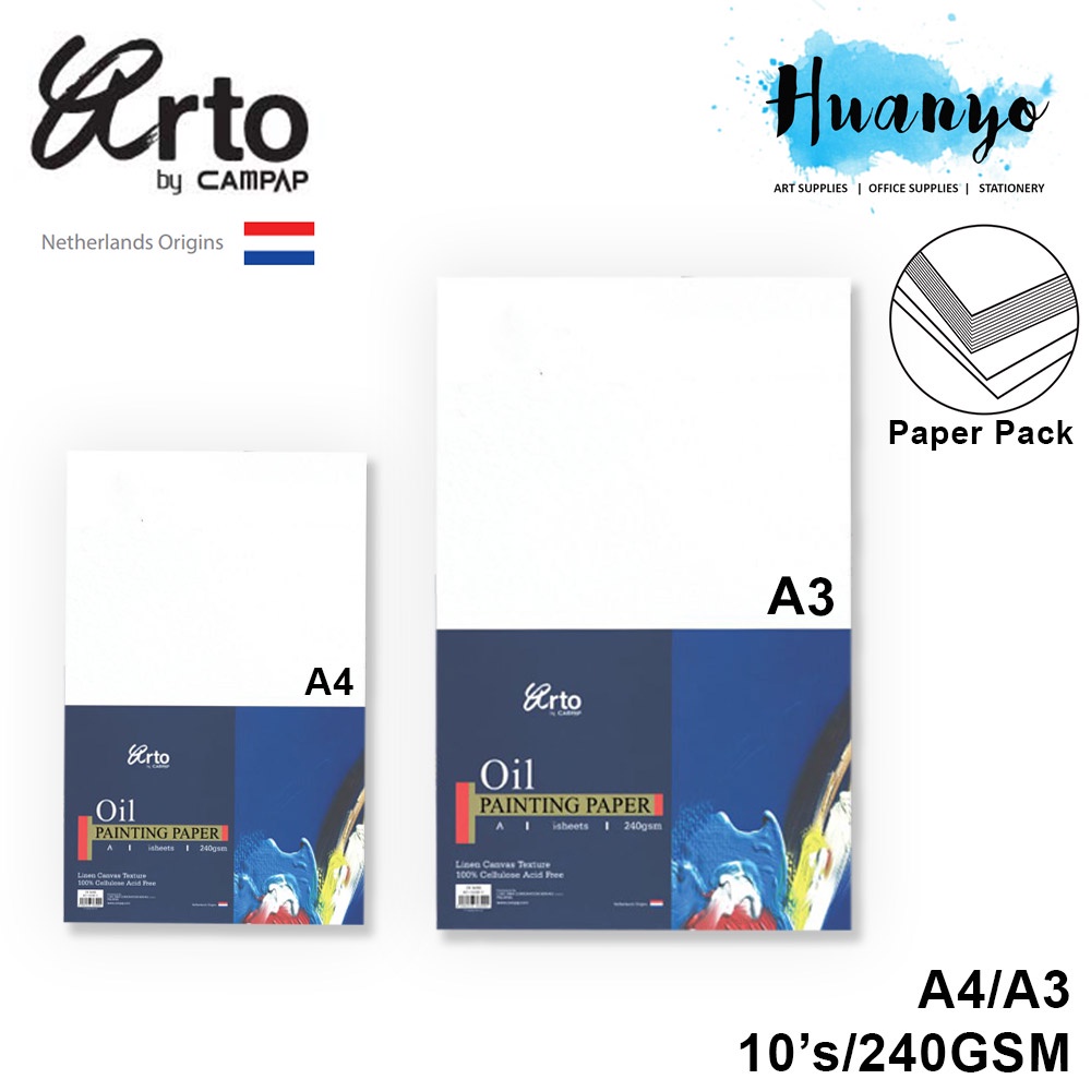 Campap Arto Oil ภาพวาดสีผ้าใบกระดาษ A4/A3 (240gsm/10s ,100% Cellulose) [CR36351 / CR36352]