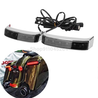 Motorcycle Chrome Gray Side Luggage Light Turn Running Signal Tail Lamp Brake For Harley Touring Electra Street Glide 20