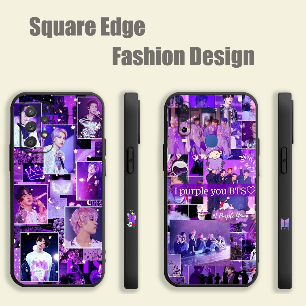 BTS สีม่วงความงาม CHP23 สําหรับ Tecno Spark Go 4 Air KC6 CE7 8C 7 7C เคสโทรศัพท์ขอบสี่เหลี่ยม