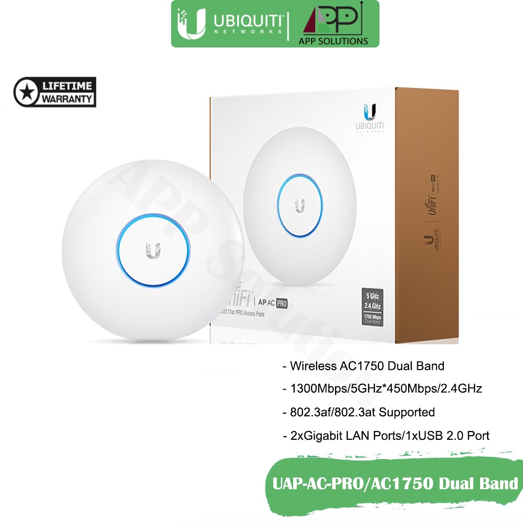 UBIQUITI Access Point AC1750 อุปกรณ์กระจายสัญญาณ รุ่นUAP-AC-PRO(ประกันLifetime)