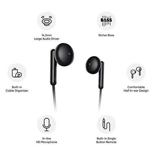 หูฟังRealme เรียวมี Realme Buds Classic แจ๊ค3.5MM. ของแท้ เสียงดี มีไมค์ คุยสายได้ แพ๊คกล่องเหลือง C3 C11 C17 C21