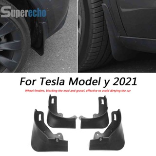 ♚พร้อมส่ง♚[superecho.th] บังโคลน ไม่ต้องเจาะ สําหรับ Tesla Model Y 2021 4 ชิ้น