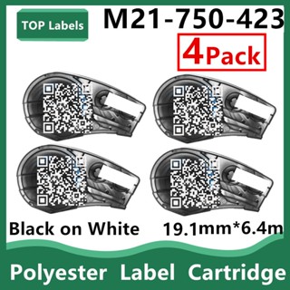 1~4PK M21-750-423 Cartridge Signs Solvent-Resistant Label for Laboratory,Barcode/ Printed Circuit Board Labeling,Black o