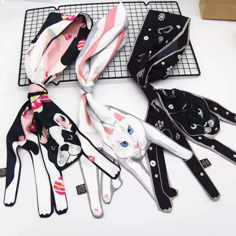 ผ้าพันคอ ผ้าเรยอน ลายสัตว์ ขนาด 47 นิ้ว x 4.3 นิ้ว แฟชั่น สําหรับผู้หญิง 1 ชิ้น WJ1105