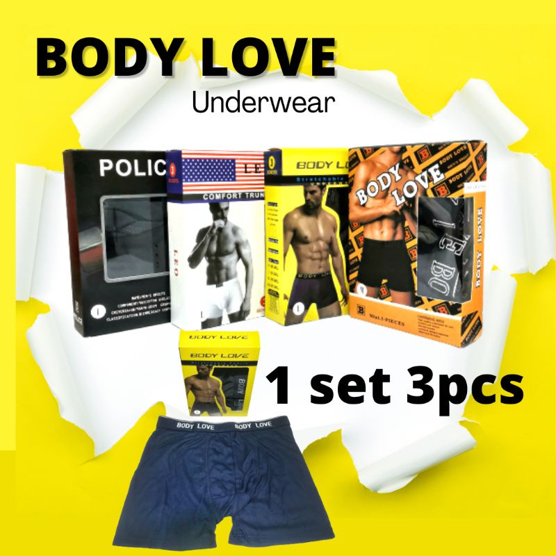 ชุดชั้นในชายผู้ชาย BOXER Men pant 3 PCS IN 1 BODY LOVE LEO POLICE MAN BOXER M-XXL