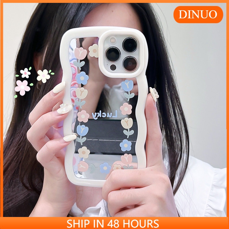 เคสโทรศัพท์มือถือ ลายพวงหรีด พร้อมกระจก สําหรับ iphone 7 7plus 8 8plus xs 11 12 13 pro max plus promax-DINUO