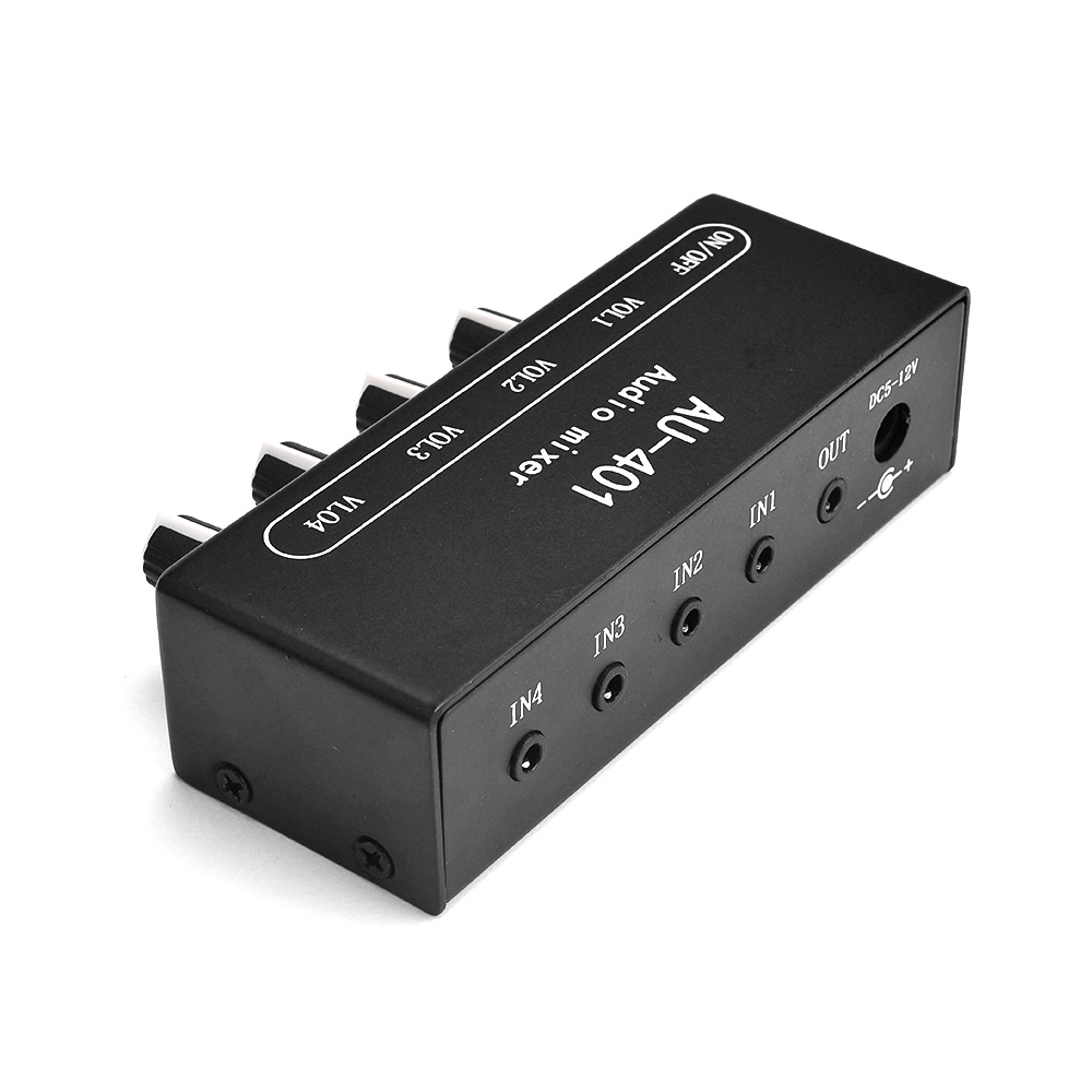 Pcbfun AU-401 DC 5V-12V เครื่องมิกเซอร์เสียงสเตอริโอ 4 อินพุต 1 เอาท์พุต บอร์ดควบคุมแยกส่วน เครื่องขยายเสียง ผสมหูฟัง DIY