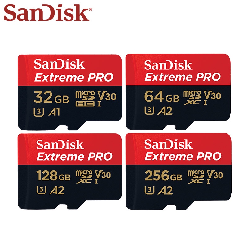 Sandisk การ์ดหน่วยความจํา Extreme PRO Micro SD Card 256GB 128GB 64GB U3 V30 การ์ด TF A2 แฟลชการ์ด 32GB A1 สําหรับโดรน กล้อง