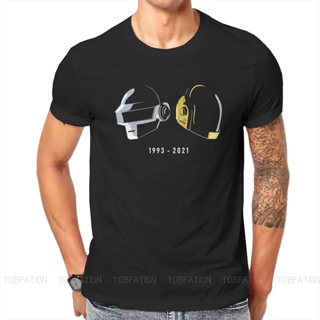 เสื้อยืด oversize Daft Punk วงดนตรีอิเล็กทรอนิกส์บรรณาการหมวกกันน็อคศิลปะที่จําเป็นเสื้อยืด Homme คุณภาพสูง Tshirt หลวม