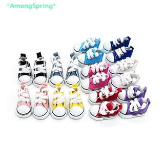 Amongspring&gt; ใหม่ รองเท้าผ้าใบลําลอง ผ้ายีน ขนาดมินิ 5 ซม. สําหรับตุ๊กตา Bjd 1/6 DIY