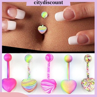 &lt;citydiscount&gt; แหวนเจาะสะดือรูปหัวใจหลากสี 5 / 10 ชิ้น