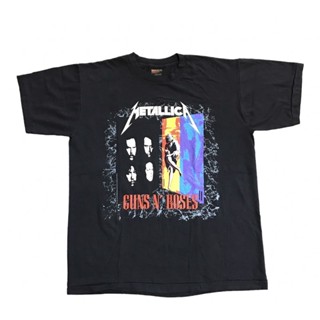 เสื้อยืดวินเทจ METALLICA &amp; GUNS N’ ROSES 90’ ผ้า100 ฟอกเก่า สวยนุ่มใส่สบาย SIZE “ L / XL โปรดระบุไซร้ในแขทน่ะค่ะ