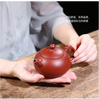 Original ore Dahongpao purple sand teapot carved Shuanglong Xishi semi-handmade teapot 230ml 紫砂壶西施壶